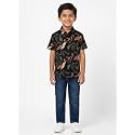 Boys' Short Sleeve Button-Down Shirt, Multicolour Striped, Casual Summer Top for Kids