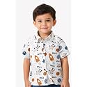 Boys' Short Sleeve Button-Down Shirt, Multicolour Striped, Casual Summer Top for Kids