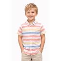 Boys' Short Sleeve Button-Down Shirt, Multicolour Striped, Casual Summer Top for Kids
