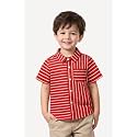 Boys' Short Sleeve Button-Down Shirt, Multicolour Striped, Casual Summer Top for Kids