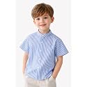 Boys' Short Sleeve Button-Down Shirt, Multicolour Striped, Casual Summer Top for Kids