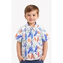 Boys' Short Sleeve Button-Down Shirt, Multicolour Striped, Casual Summer Top for Kids