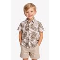 Boys' Short Sleeve Button-Down Shirt, Multicolour Striped, Casual Summer Top for Kids