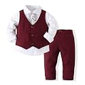 Boys' Suits Gentleman's Tie Pants Set, Kids Formal Dress Shirt for Toddler Wedding Outfits