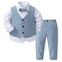 Boys' Suits Gentleman's Tie Pants Set, Kids Formal Dress Shirt for Toddler Wedding Outfits
