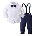 Boys' Suits Gentleman's Tie Pants Set, Kids Formal Dress Shirt for Toddler Wedding Outfits