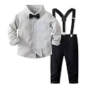Boys' Suits Gentleman's Tie Pants Set, Kids Formal Dress Shirt for Toddler Wedding Outfits