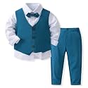 Boys' Suits Gentleman's Tie Pants Set, Kids Formal Dress Shirt for Toddler Wedding Outfits