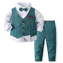 Boys' Suits Gentleman's Tie Pants Set, Kids Formal Dress Shirt for Toddler Wedding Outfits