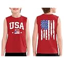 Boys 4th of July Patriotic Sleeveless Tee American Flag Tank Top 6-14 Years