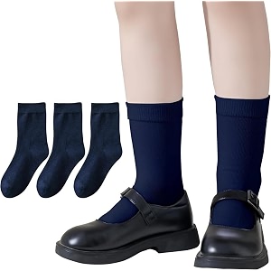 boys amp girls calf length solid school socks pack of 3 pairs