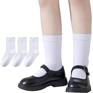 boys amp girls calf length solid school socks pack of 3 pairs