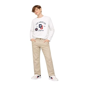 Boys Beige Solid Trousers