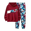 Boys Clothes Boy Outfits 2-Piece Long Sleeve Hoodie and Camouflage Pants Boys Fall Winter Clothes for 6-16 Years
