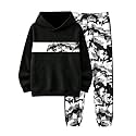 Boys Clothes Boy Outfits 2-Piece Long Sleeve Hoodie and Camouflage Pants Boys Fall Winter Clothes for 6-16 Years