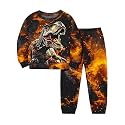Boys Clothes, T-Rex Print Dinosaur Boy Clothes Fall Winter Outfits Long-sleeved Hooded Sweatshirt Pants 2Pcs Set