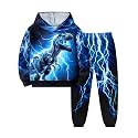 Boys Clothes, T-Rex Print Dinosaur Boy Clothes Fall Winter Outfits Long-sleeved Hooded Sweatshirt Pants 2Pcs Set