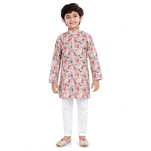 Boys Cotton Full Sleeve Printed Kurta Pyjama