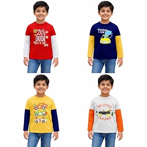Boys Cotton Full Sleeve T-Shirt Combo Pack