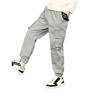 Boys Cotton Regular Fit Cargo Joggers Trouser