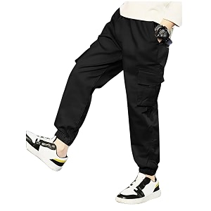Boys Cotton Regular Fit Cargo Joggers Trouser