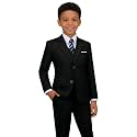 Boys Formal Suit 5 Piece Set Slim Fit Tuxedo Suits Adjustable Waist