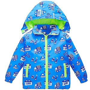 Boys Girls Jacket Hooded Trench Dinosaur Zip