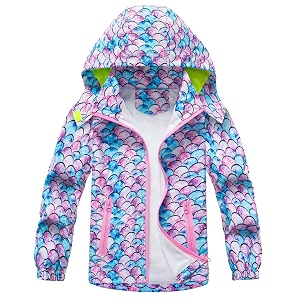 Boys Girls Jacket Hooded Trench Dinosaur Zip