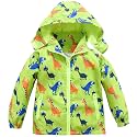 Boys Girls Jacket Hooded Trench Dinosaur Zip