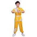 Boys Girls Kung Fu Master Tai Chi Dragon Chinese Uniform Top Shirt Pants Set Outfit