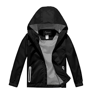Boys Girls Lightweight Rain Jacket Waterproof Hooded