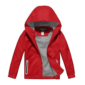 Boys Girls Lightweight Rain Jacket Waterproof Hooded