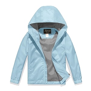 Boys Girls Lightweight Rain Jacket Waterproof Hooded