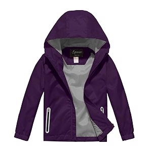 Boys Girls Lightweight Rain Jacket Waterproof Hooded