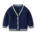 Boys Girls School Uniform Cardigan Sweater Soft Cotton V-Neck Soft Cotton Knit Outerwear