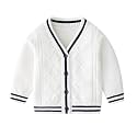 Boys Girls School Uniform Cardigan Sweater Soft Cotton V-Neck Soft Cotton Knit Outerwear