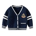 Boys Girls School Uniform Cardigan Sweater Soft Cotton V-Neck Soft Cotton Knit Outerwear