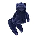 Boys Girls Velvet Hooded Tracksuit Sweatshirt Top