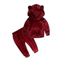 Boys Girls Velvet Hooded Tracksuit Sweatshirt Top