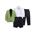 Boys Green Coat Suit Set with Waistcoat