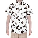 Boys Hawaiian Button Down Shirt, Pure Combed Cotton Short Sleeve Size 3-15Y