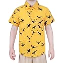 Boys Hawaiian Button Down Shirt, Pure Combed Cotton Short Sleeve Size 3-15Y