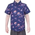 Boys Hawaiian Button Down Shirt, Pure Combed Cotton Short Sleeve Size 3-15Y