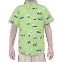 Boys Hawaiian Button Down Shirt, Pure Combed Cotton Short Sleeve Size 3-15Y