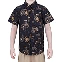 Boys Hawaiian Button Down Shirt, Pure Combed Cotton Short Sleeve Size 3-15Y