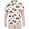 Boys Hawaiian Button Down Shirt, Pure Combed Cotton Short Sleeve Size 3-15Y