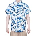 Boys Hawaiian Button Down Shirt, Pure Combed Cotton Short Sleeve Size 3-15Y