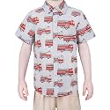 Boys Hawaiian Button Down Shirt, Pure Combed Cotton Short Sleeve Size 3-15Y