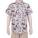 Boys Hawaiian Button Down Shirt, Pure Combed Cotton Short Sleeve Size 3-15Y