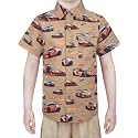 Boys Hawaiian Button Down Shirt, Pure Combed Cotton Short Sleeve Size 3-15Y